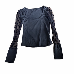 SHEIN Elegant Black Mesh Sleeve Top